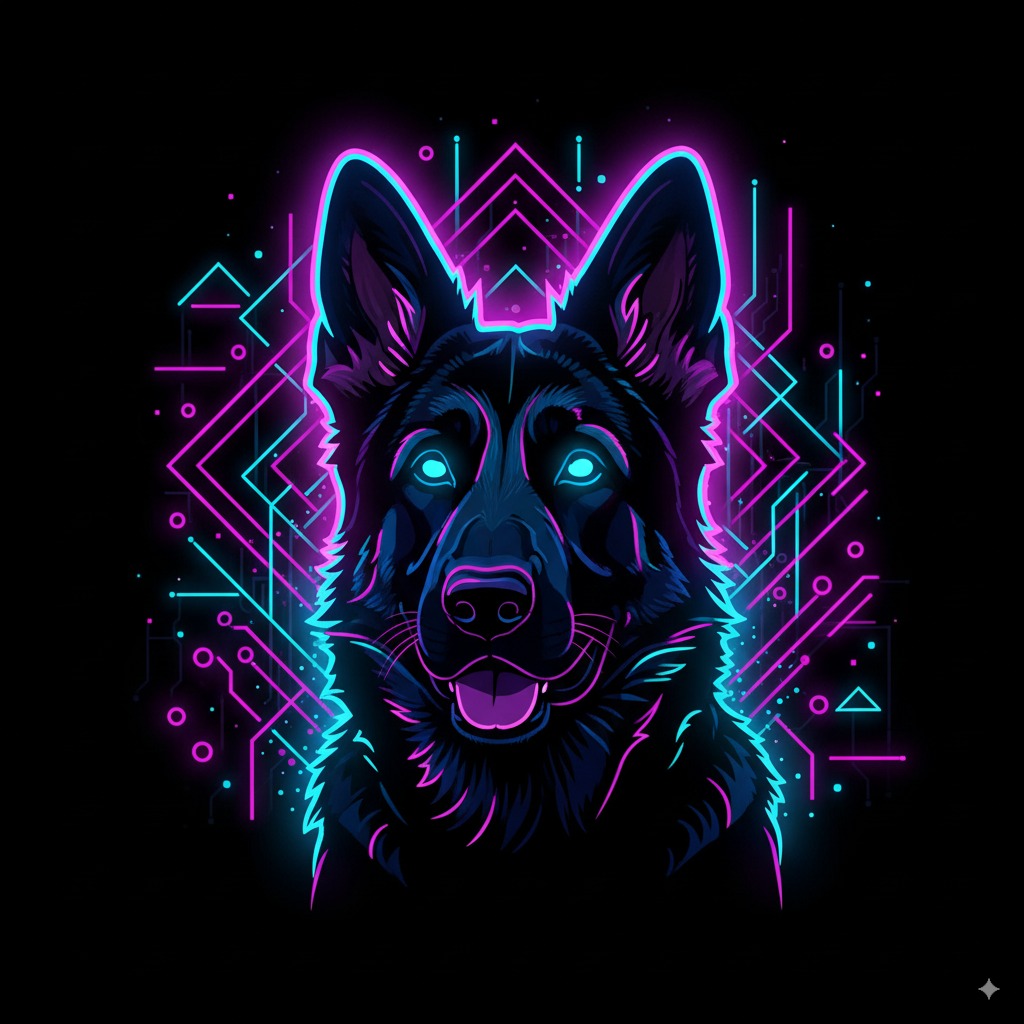 An example of a Neon Glow pet portrait