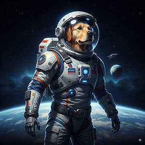 Pet portrait in Astronaut Suit style