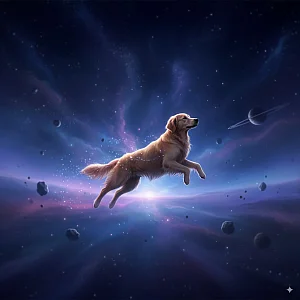 Pet portrait in Floating in Space style