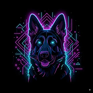 Pet portrait in Neon Glow style
