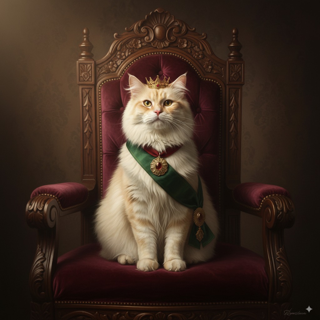 An example of a Velvet Throne Royalty pet portrait